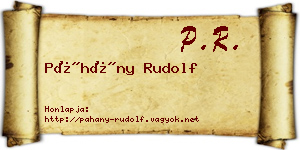 Páhány Rudolf névjegykártya